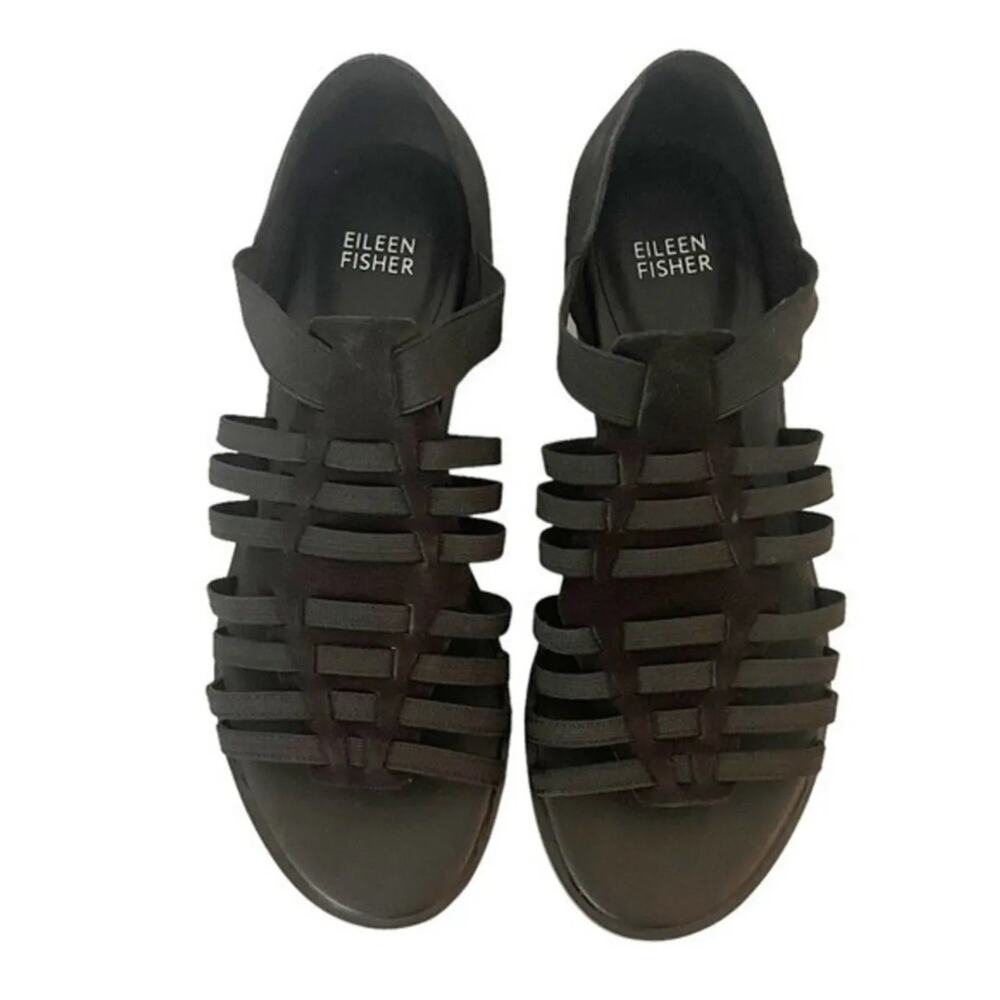 Eileen Fisher NEW Rato Black Suede Fisherman Sandal Women's Size 7